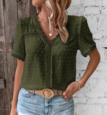 Mila | Elegante Camicetta Donna in Pizzo con Scollo a V – Versatile e Chic 1