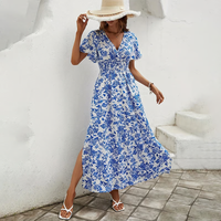 Martina | Abito Maxi elegante e fluido a maniche corte