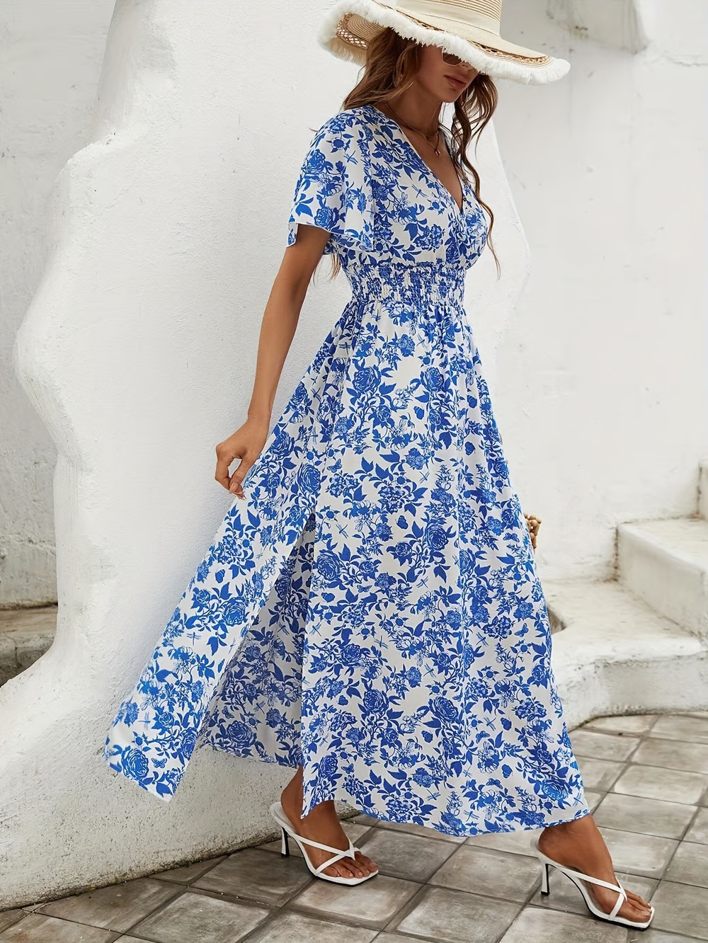 Mila | Elegante e Floreale Maxi Abito con Scollo a V 4