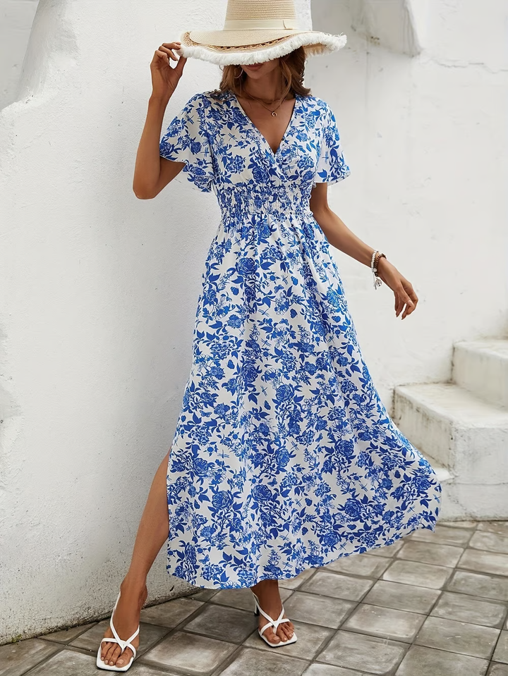 Mila | Elegante e Floreale Maxi Abito con Scollo a V 5