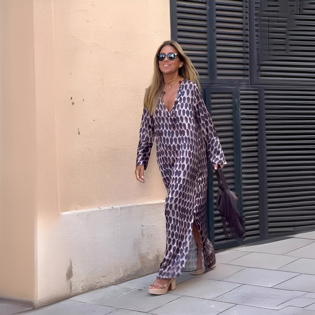 Mila | Elegante e Fluido Maxi Abito da Donna con Stampa Paisley 0