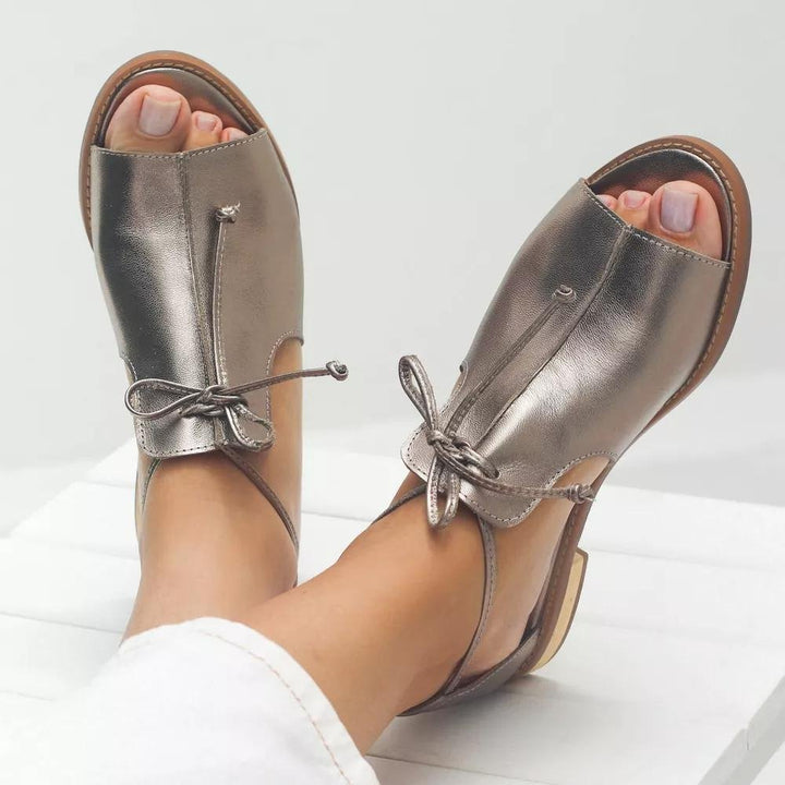 Mila | Eleganti e Comodi Sandali da Donna in Pelle Metallizzata con Cinturino Regolabile 0