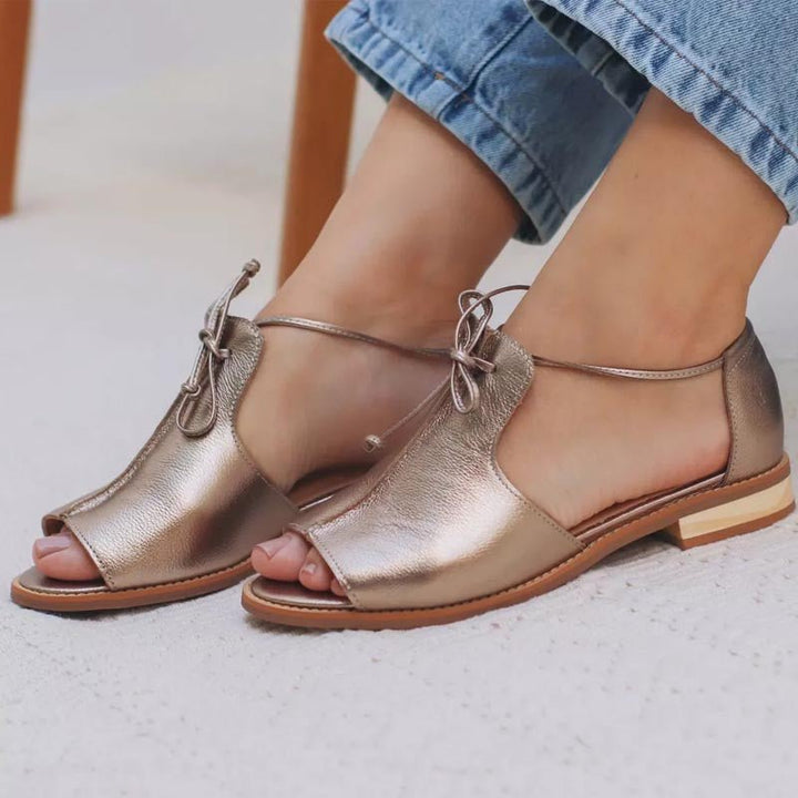 Mila | Eleganti e Comodi Sandali da Donna in Pelle Metallizzata con Cinturino Regolabile 1