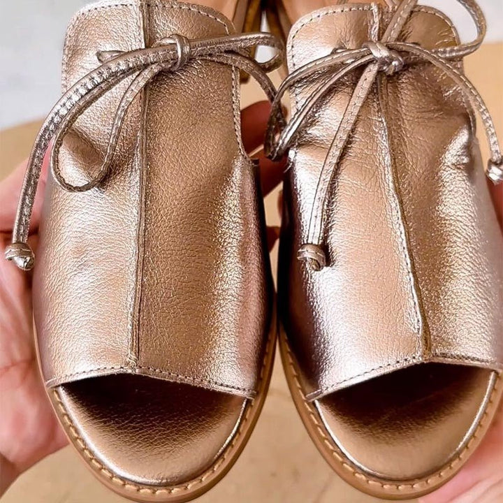 Mila | Eleganti e Comodi Sandali da Donna in Pelle Metallizzata con Cinturino Regolabile 2