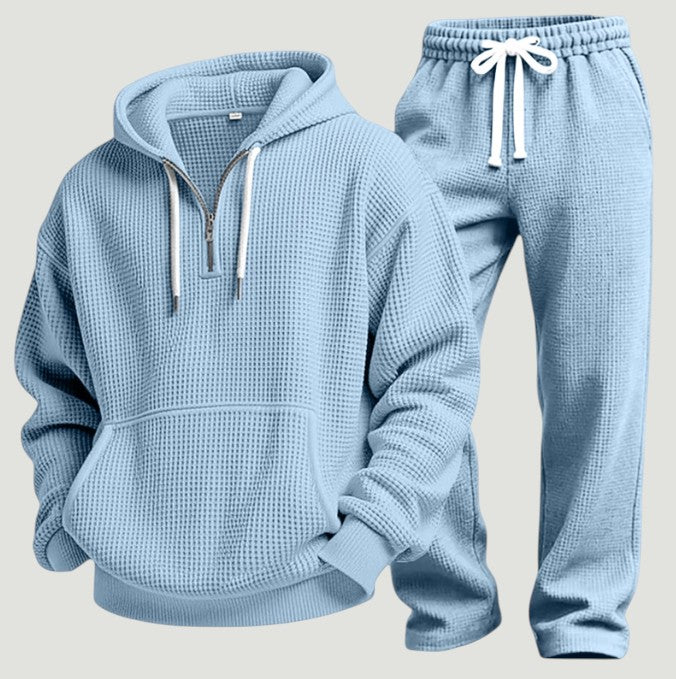 Milan | Elegante e Traspirante Set Loungewear in Maglia Waffle con Felpa e Pantaloni 0
