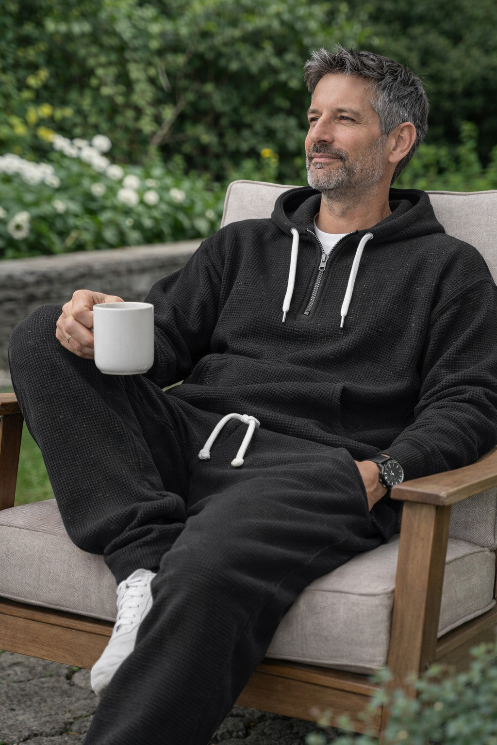 Milan | Elegante e Traspirante Set Loungewear in Maglia Waffle con Felpa e Pantaloni 1