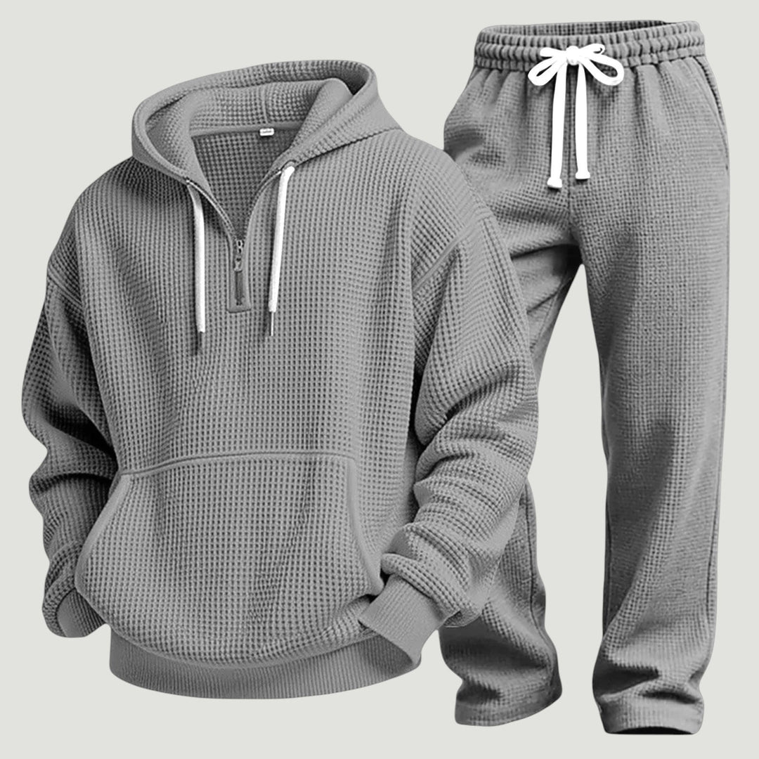 Milan | Elegante e Traspirante Set Loungewear in Maglia Waffle con Felpa e Pantaloni 10