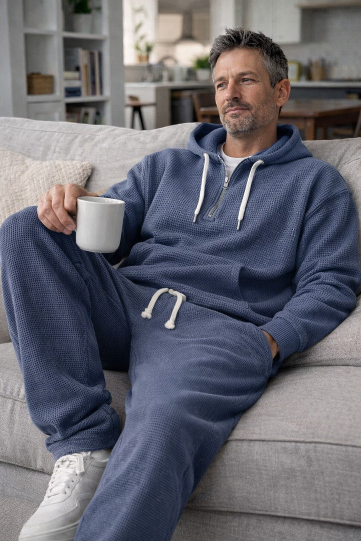 Milan | Elegante e Traspirante Set Loungewear in Maglia Waffle con Felpa e Pantaloni 2
