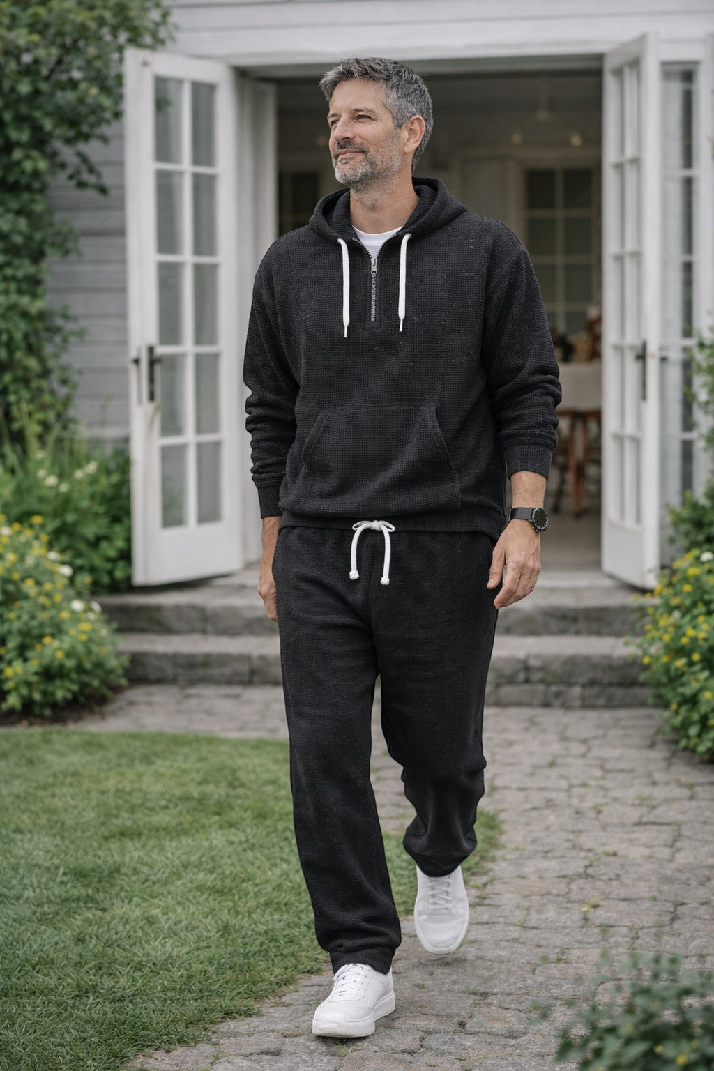 Milan | Elegante e Traspirante Set Loungewear in Maglia Waffle con Felpa e Pantaloni 5