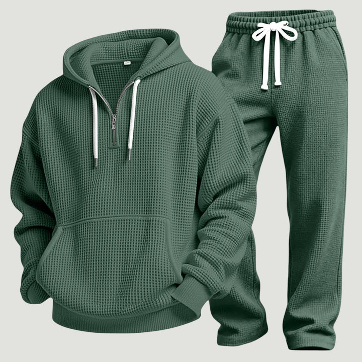 Milan | Elegante e Traspirante Set Loungewear in Maglia Waffle con Felpa e Pantaloni 7