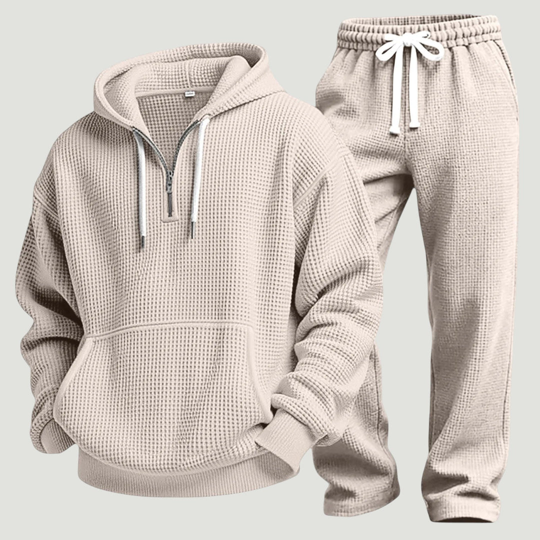 Milan | Elegante e Traspirante Set Loungewear in Maglia Waffle con Felpa e Pantaloni 9