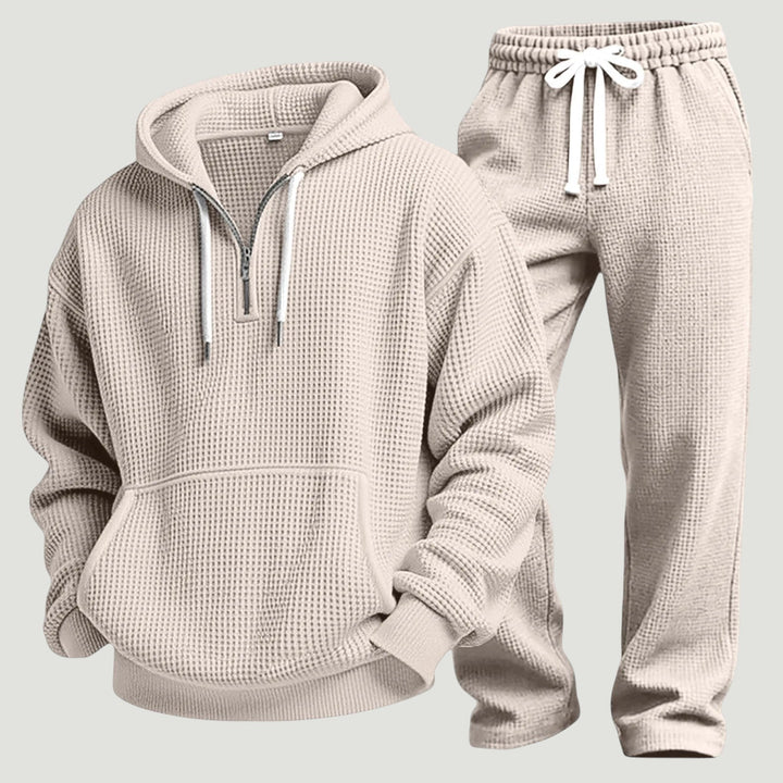 Milan | Elegante e Traspirante Set Loungewear in Maglia Waffle con Felpa e Pantaloni 9