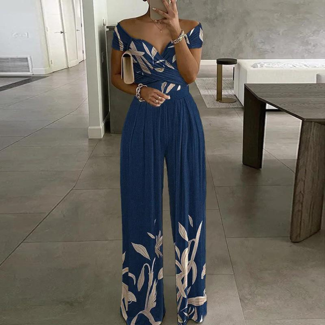 Milo | Elegante Tuta Donna Floreale con Silhouette Palazzo e Spalle Scoperte 0