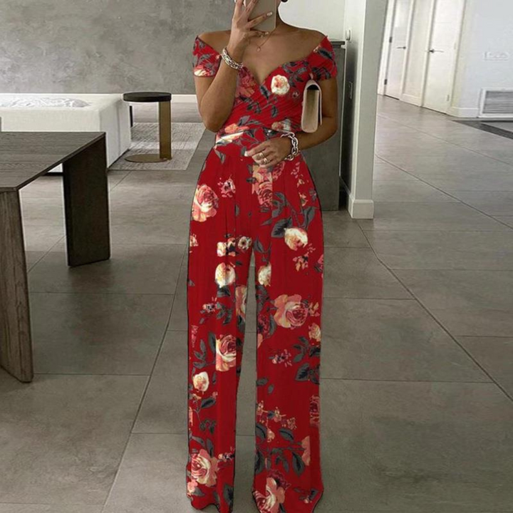 Milo | Elegante Tuta Donna Floreale con Silhouette Palazzo e Spalle Scoperte 2