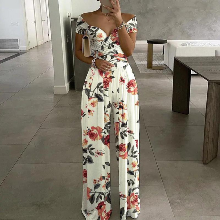 Milo | Elegante Tuta Donna Floreale con Silhouette Palazzo e Spalle Scoperte 4