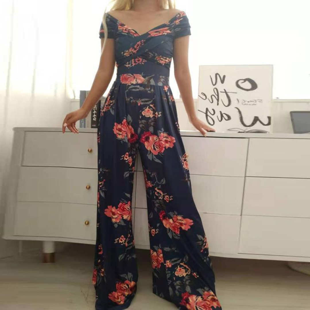 Milo | Elegante Tuta Donna Floreale con Silhouette Palazzo e Spalle Scoperte 5