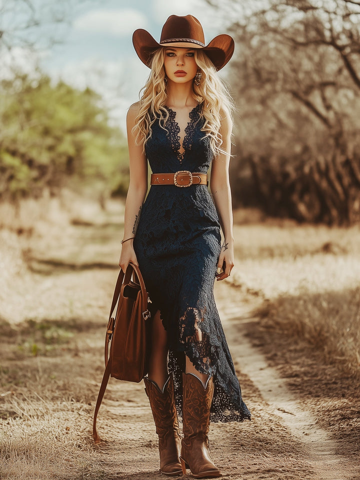 Mira | Abito Midi Elegante da Donna – Design Senza Maniche e Dettagli in Pizzo 1