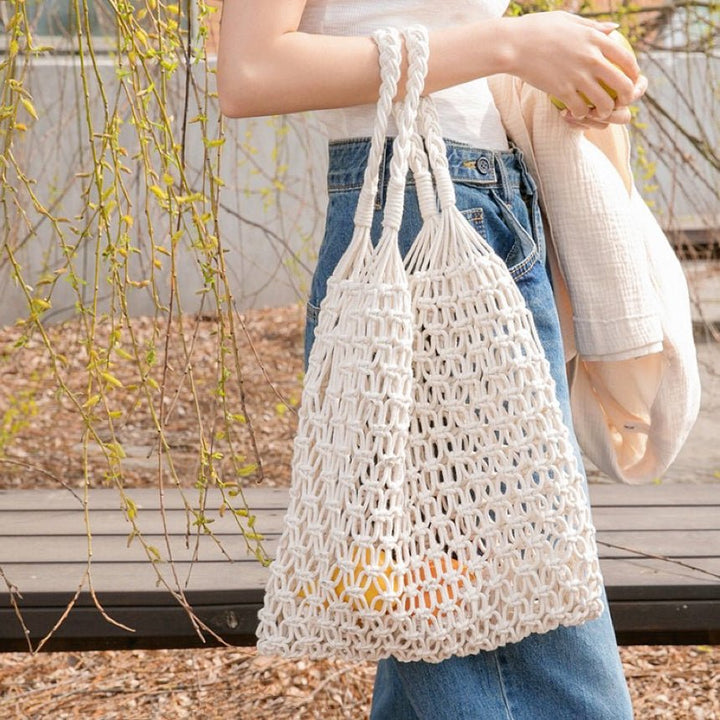 Mira | Borsa tote in macramè realizzata a mano con corda di cotone 0