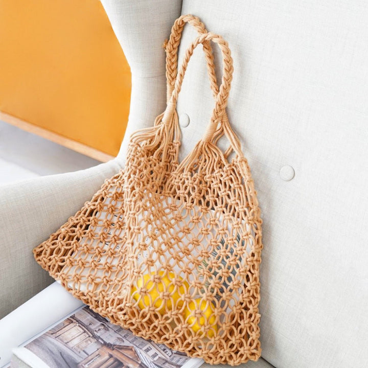 Mira | Borsa tote in macramè realizzata a mano con corda di cotone 1