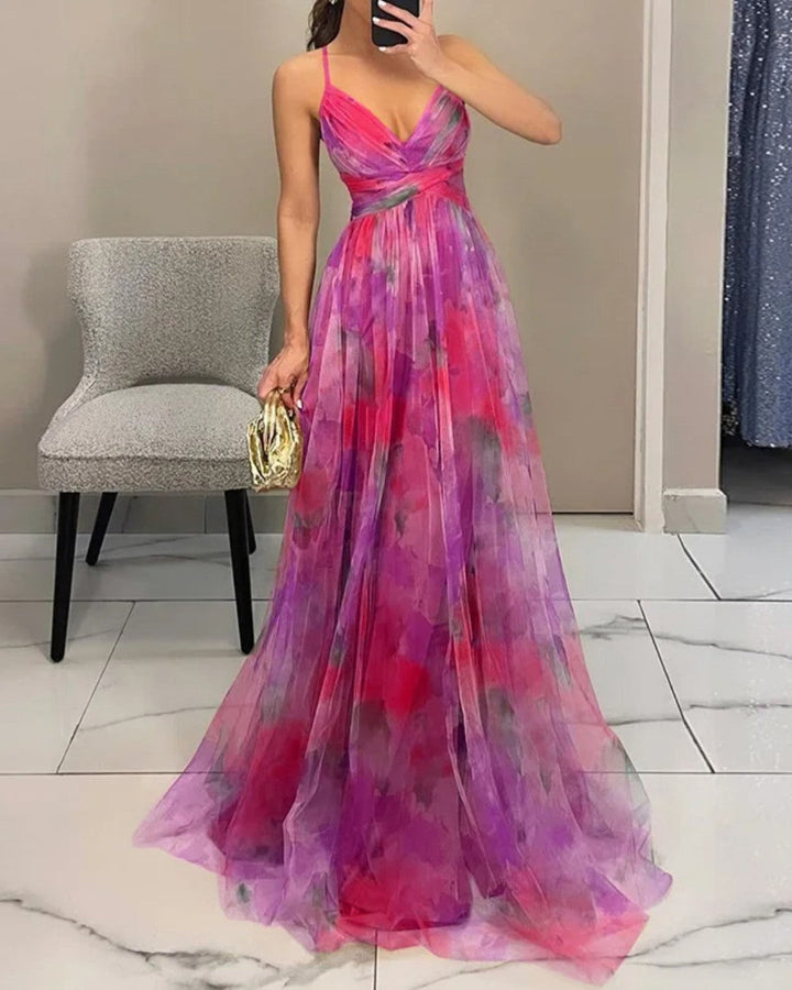 Mira | Elegante Abito Floreale Cerimonia in Chiffon Maxi 3