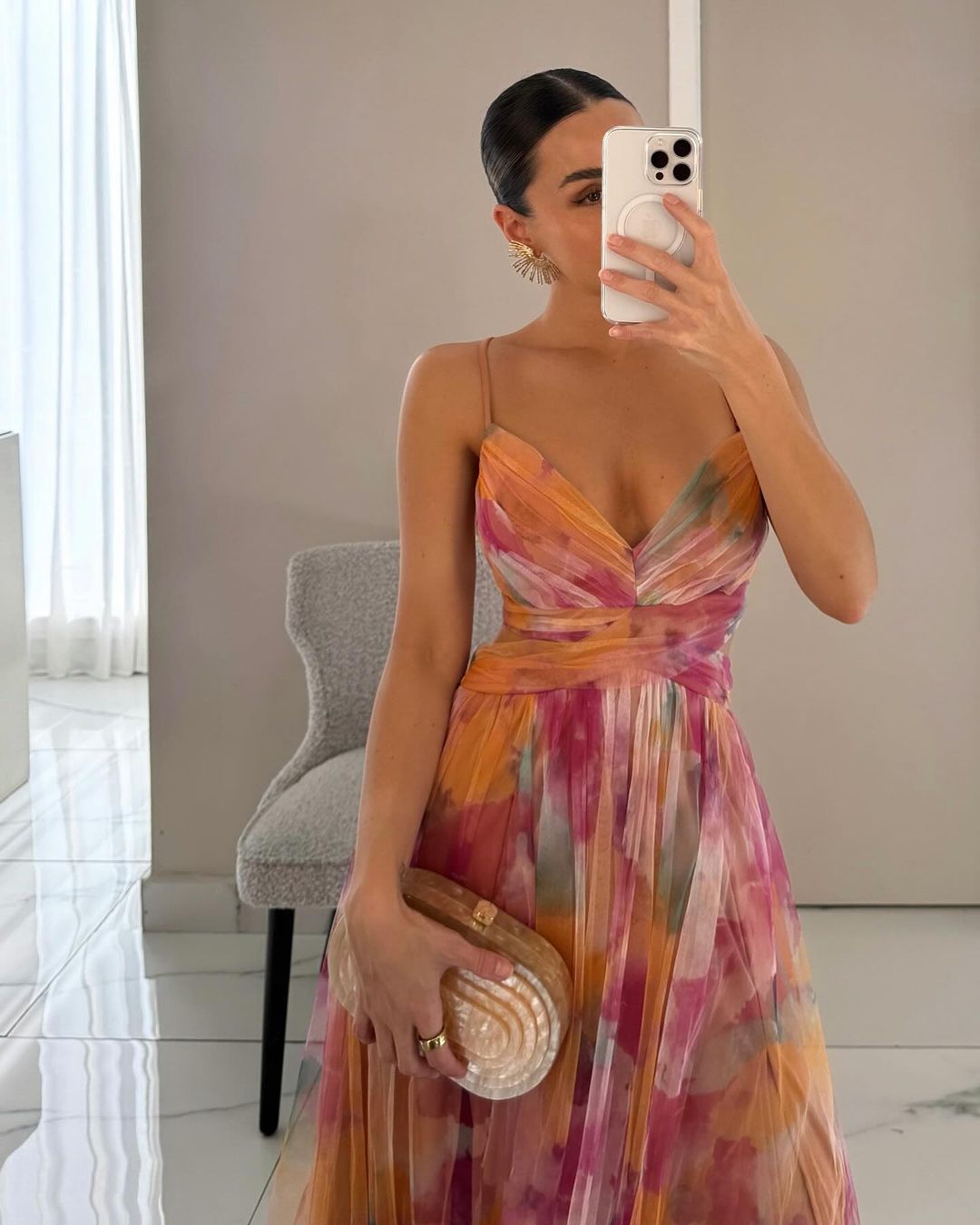 Mira | Elegante Abito Floreale Cerimonia in Chiffon Maxi 5