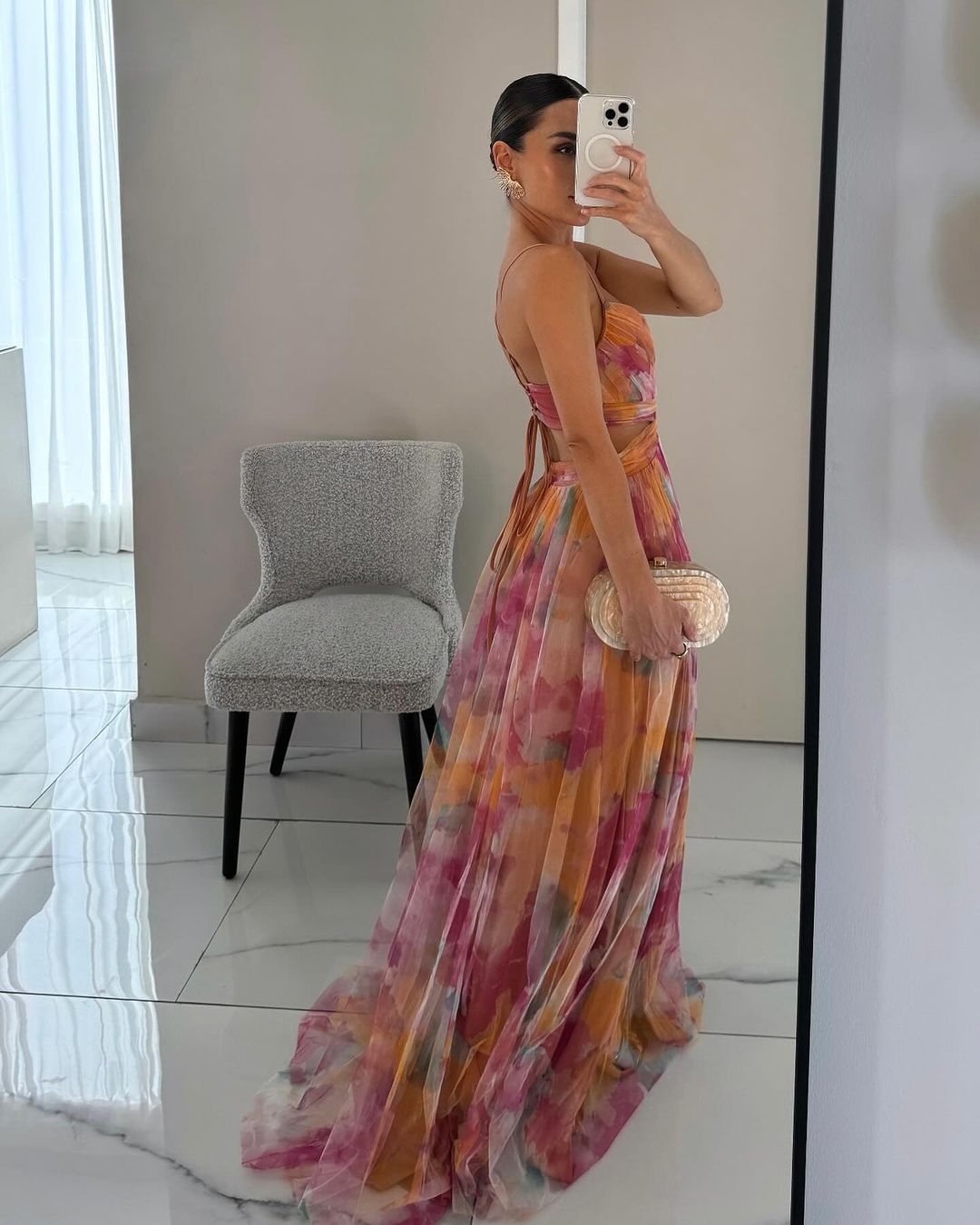 Mira | Elegante Abito Floreale Cerimonia in Chiffon Maxi 6