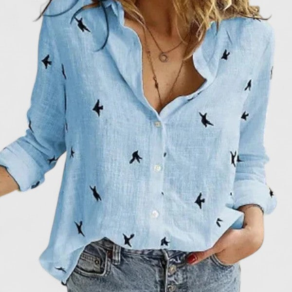 Mira | Elegante Camicia a Maniche Lunghe con Scollo a V per Ogni Occasione 11