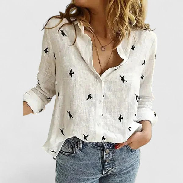 Mira | Elegante Camicia a Maniche Lunghe con Scollo a V per Ogni Occasione 8