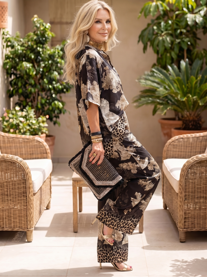 Mira | Elegante Completo Donna con Top Avvolgente e Pantaloni Ampi 1