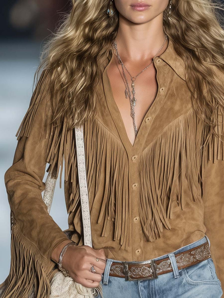 Mira | Elegante e Comoda Camicia Western da Donna con Frange 2