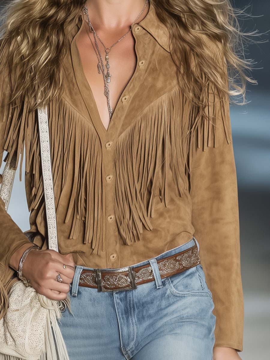 Mira | Elegante e Comoda Camicia Western da Donna con Frange 3