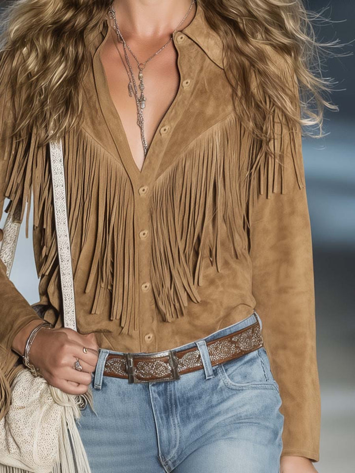 Mira | Elegante e Comoda Camicia Western da Donna con Frange 3