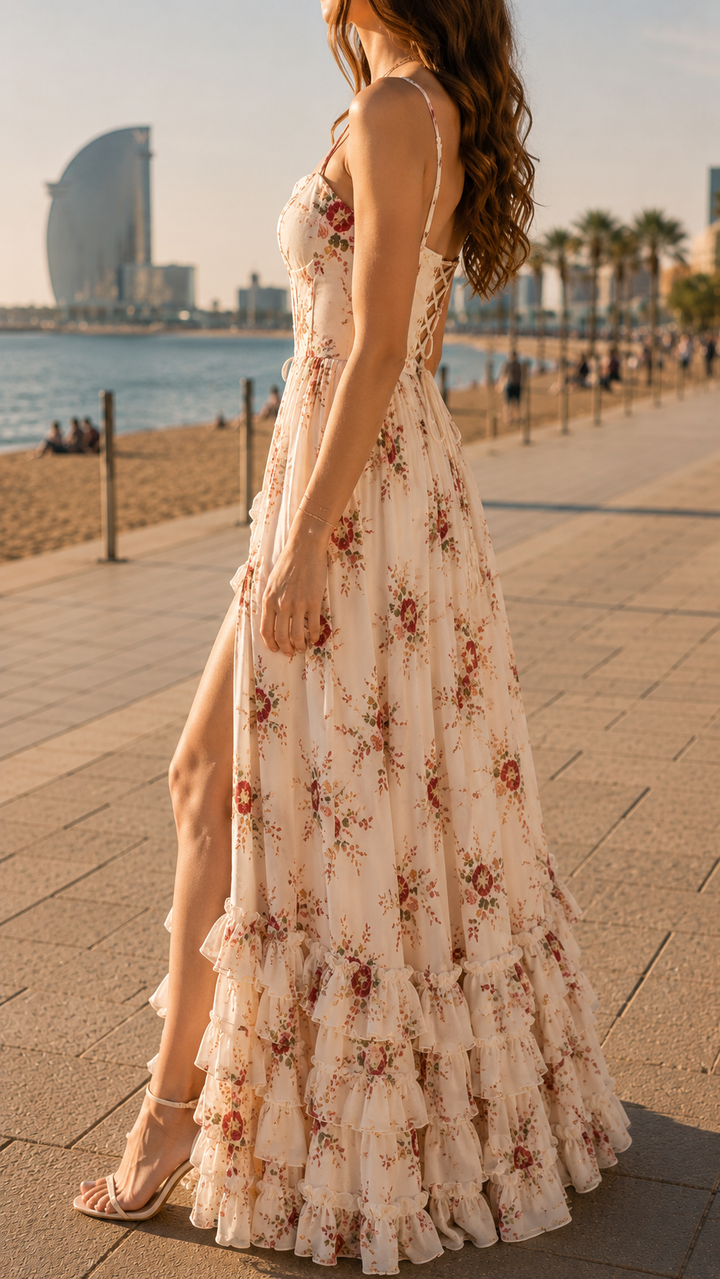 Mira | Elegante e Fluido Maxi Abito da Donna con Fantasia Floreale 3