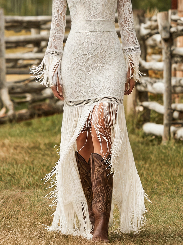Mira | Elegante e Romantico Maxi Abito da Donna con Scollo a V 6