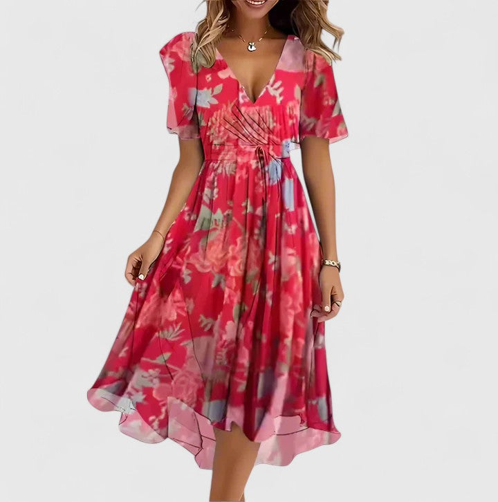 Mirella | Elegante Abito Corto Floreale per Occasioni Speciali 0