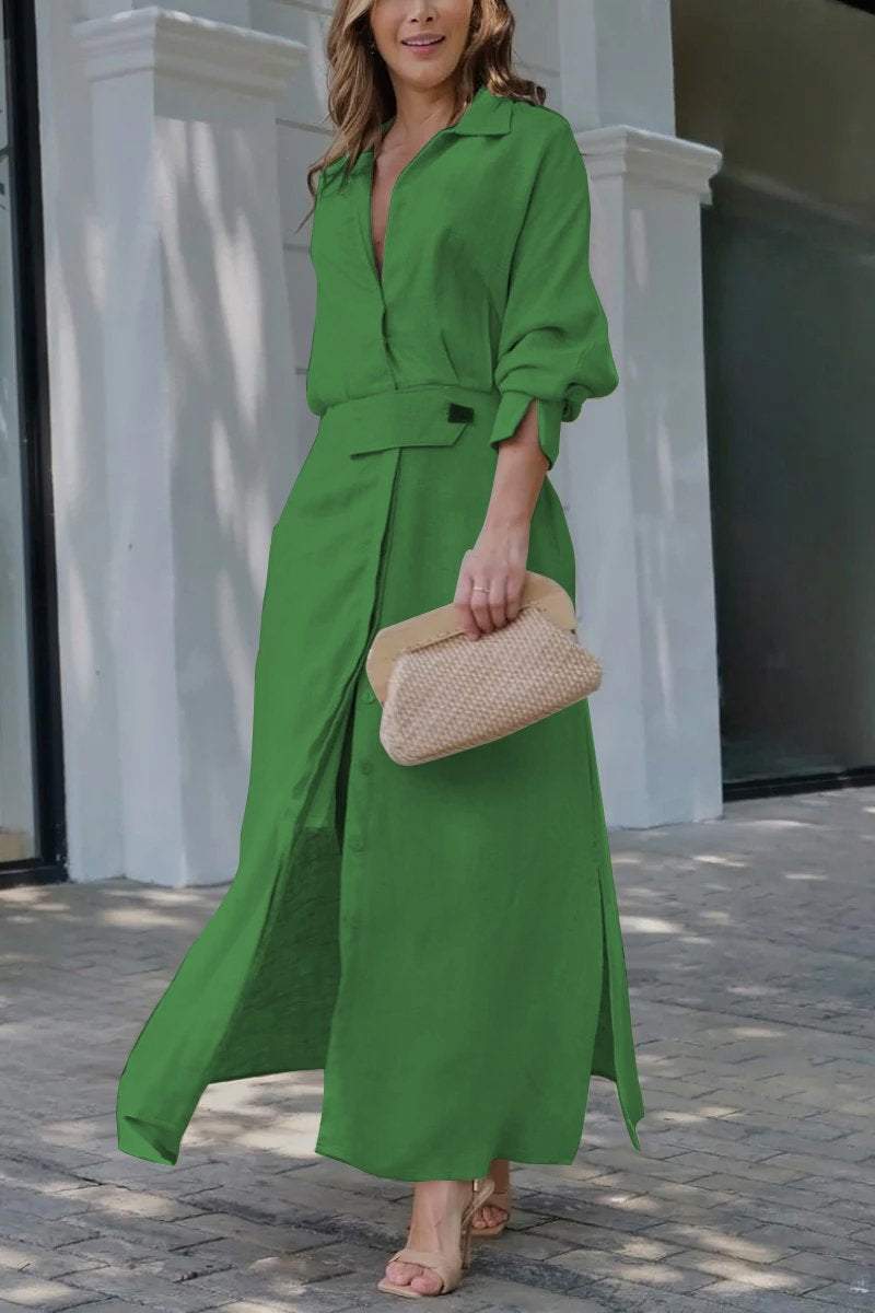 Mirella | Elegante Maxi Abito da Donna con Colletto a Camicia e Cintura - Perfetto per Cerimonie e Occasioni Speciali 3