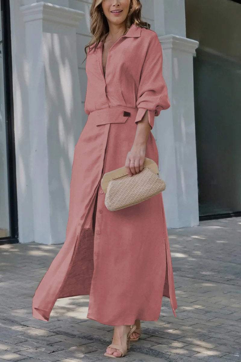 Mirella | Elegante Maxi Abito da Donna con Colletto a Camicia e Cintura - Perfetto per Cerimonie e Occasioni Speciali 4