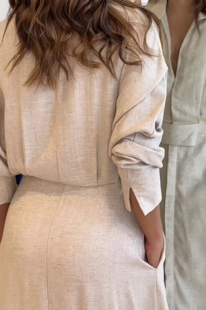 Mirella | Elegante Maxi Abito da Donna con Colletto a Camicia e Cintura - Perfetto per Cerimonie e Occasioni Speciali 6