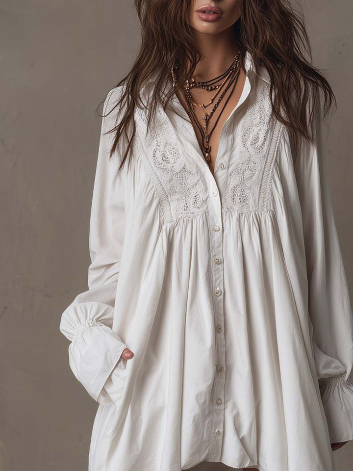 Mirella | Elegante Mini Abito Donna in Pizzo con Maniche Lunghe - Vestito Cerimonia e Occasioni Speciali 4