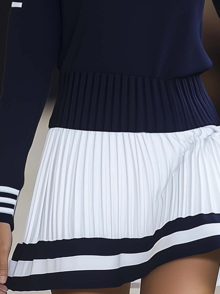 Mirella | Elegante, Versatile &amp; Comodo Mini Abito Blu Navy e Bianco 3