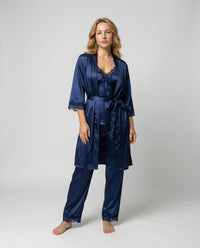 Sofia | Luxurious four-piece silk pajama set with kimono