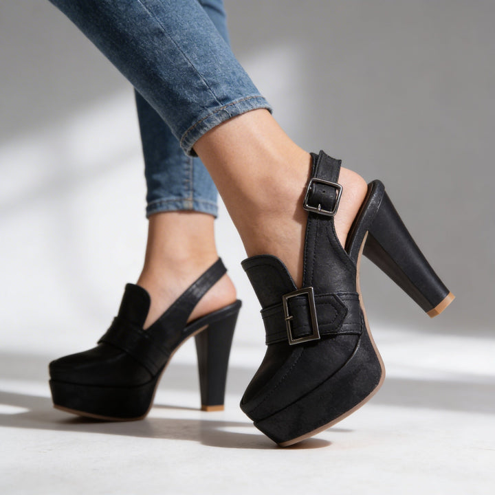 Mirella | Mocassini Donna Slingback Eleganti Plateau Tacco Largo Comodi 5
