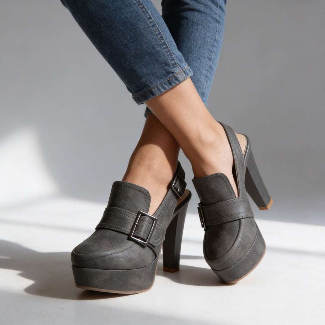 Mirella | Mocassini Donna Slingback Eleganti Plateau Tacco Largo Comodi 7