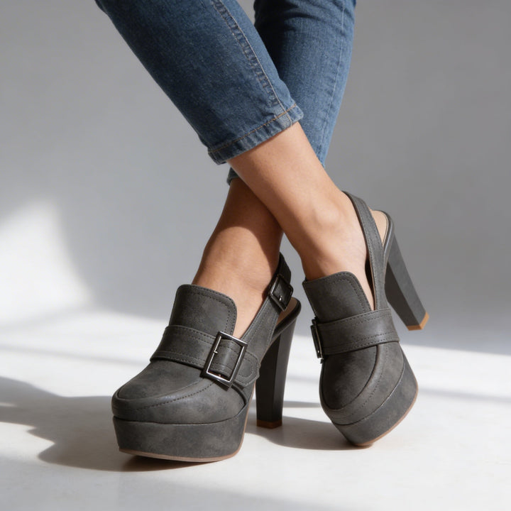 Mirella | Mocassini Donna Slingback Eleganti Plateau Tacco Largo Comodi 7