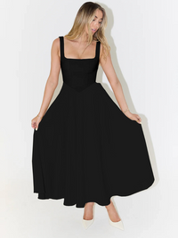 Caterina | Fließendes Midikleid mit quadratischem Ausschnitt  