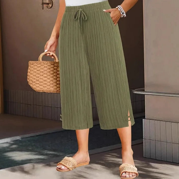 Nero | Eleganti e Rilassati Pantaloni Uomo a Pieghe, Con Spacchi Laterali e Cintura Flessibile 0