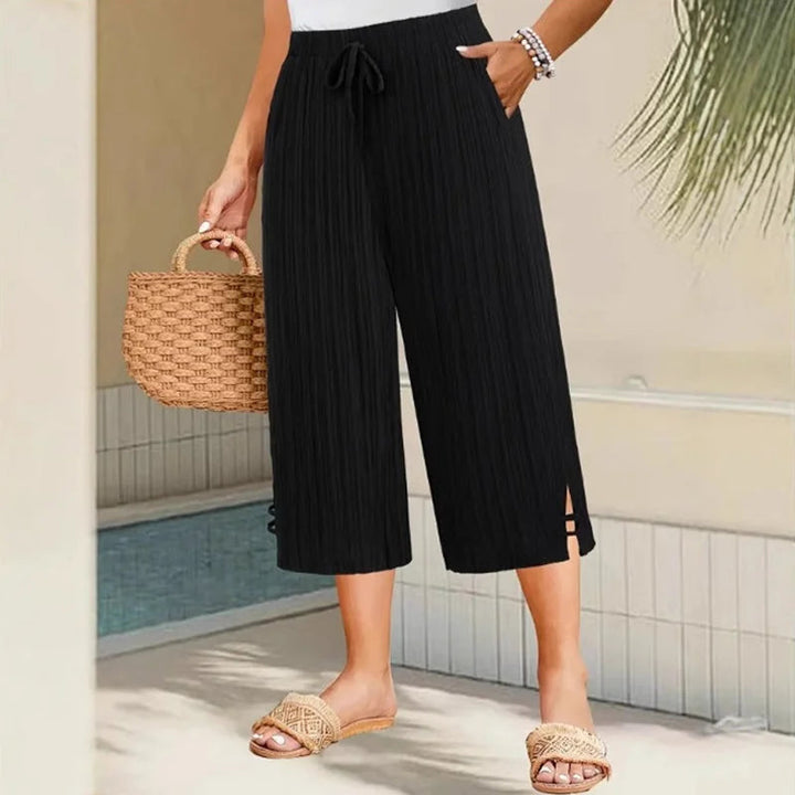 Nero | Eleganti e Rilassati Pantaloni Uomo a Pieghe, Con Spacchi Laterali e Cintura Flessibile 3