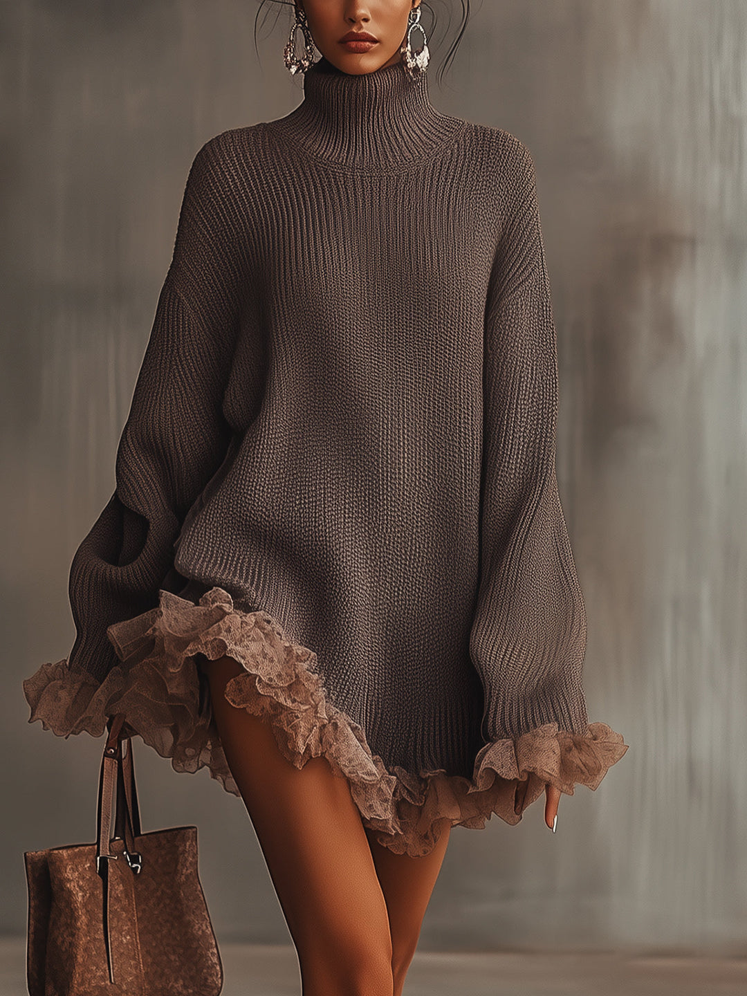 Nina | Elegante Abito Donna in Maglia con Volant – Caldo e Versatile per Ogni Occasione 0