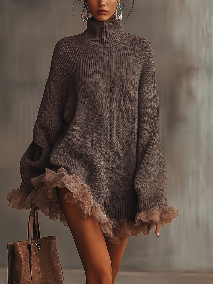 Nina | Elegante Abito Donna in Maglia con Volant – Caldo e Versatile per Ogni Occasione 0