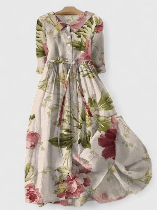 Nirella | Elegante Abito Donna Longuette in Misto Cotone e Lino 0